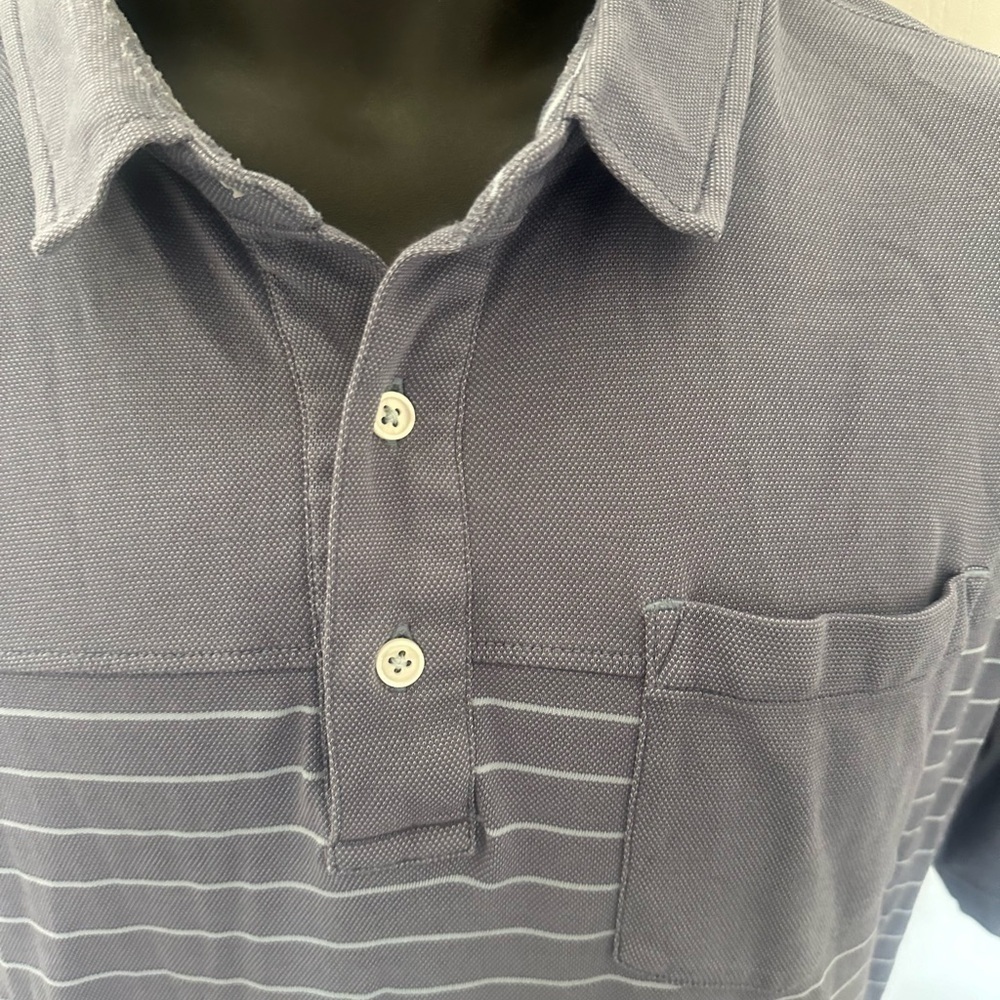 Men’s used Bolle golf polo shirt size XL pocket grey striped Pre own items are a - Picture 6 of 6